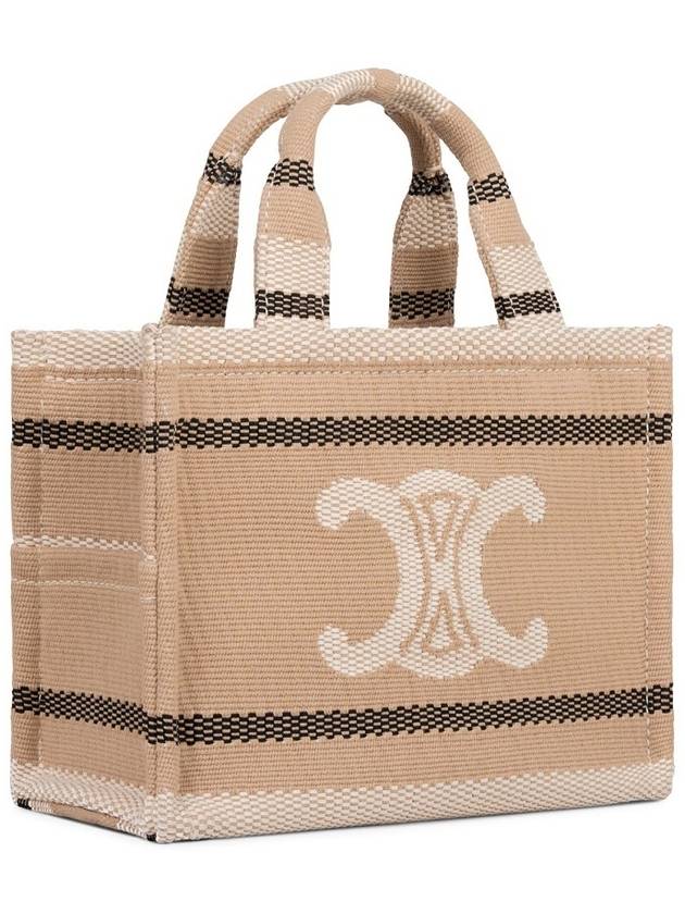 CELINE Small Cabas Thais Stripe Tote Bag Beige