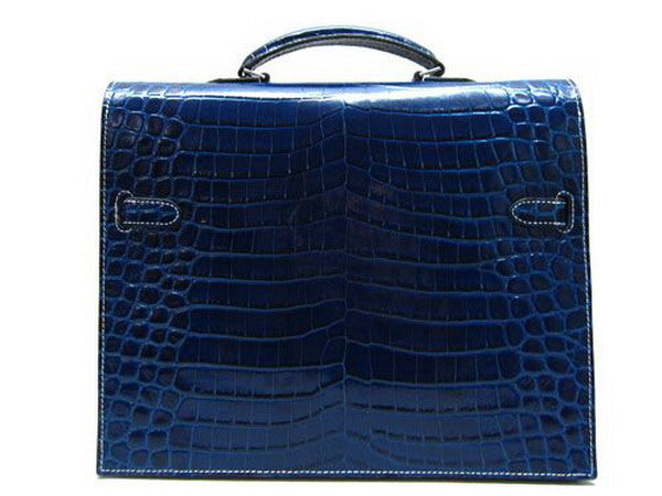 Hermes Briefcases H1053 Unisex Briefcase Blue Handbag