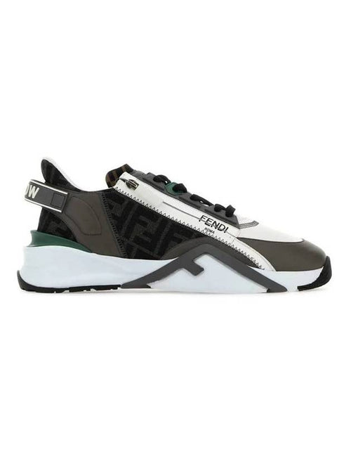 Fendi Flow FF Jacquard Leather Running Low Top Sneakers Grey