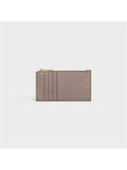 CELINE Essential Zipper Compact Grain Calfskin Card Wallet Pebble
