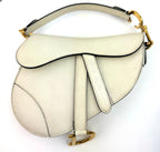 Dior Latte Grained Calf Skin Mini Saddle Shoulder Handbag Ivory