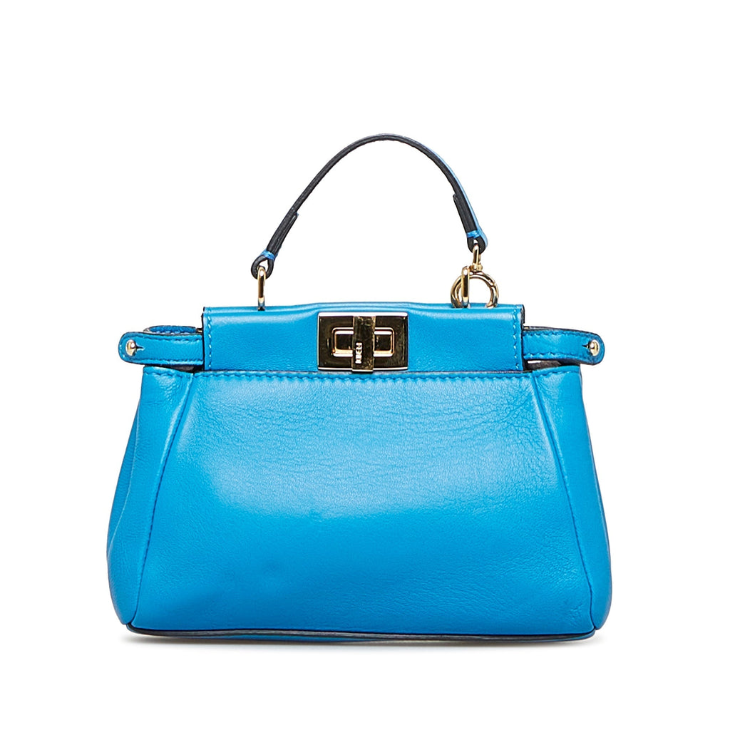 Fendi Peekaboo Micro Blue Leather