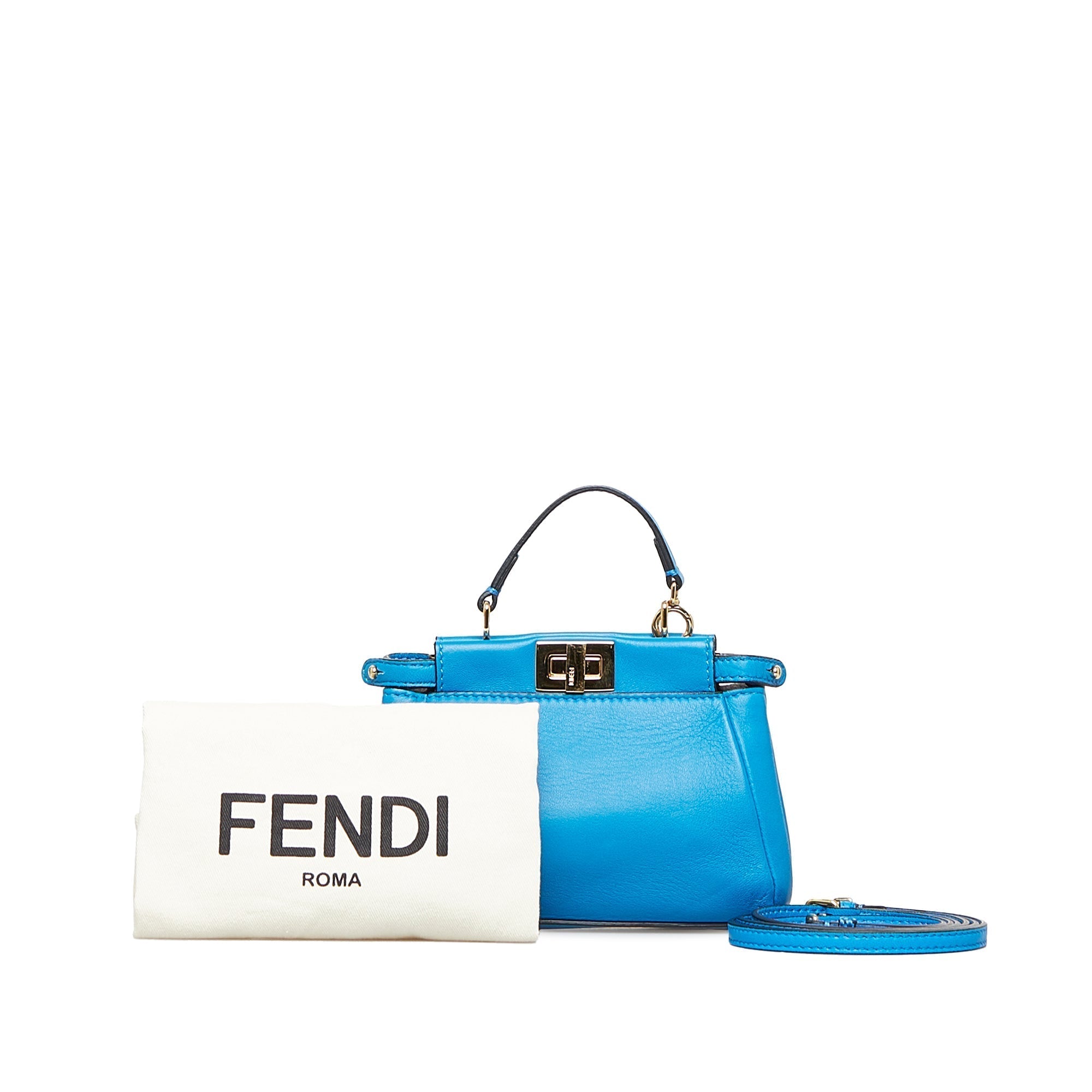 Fendi Peekaboo Micro Blue Leather