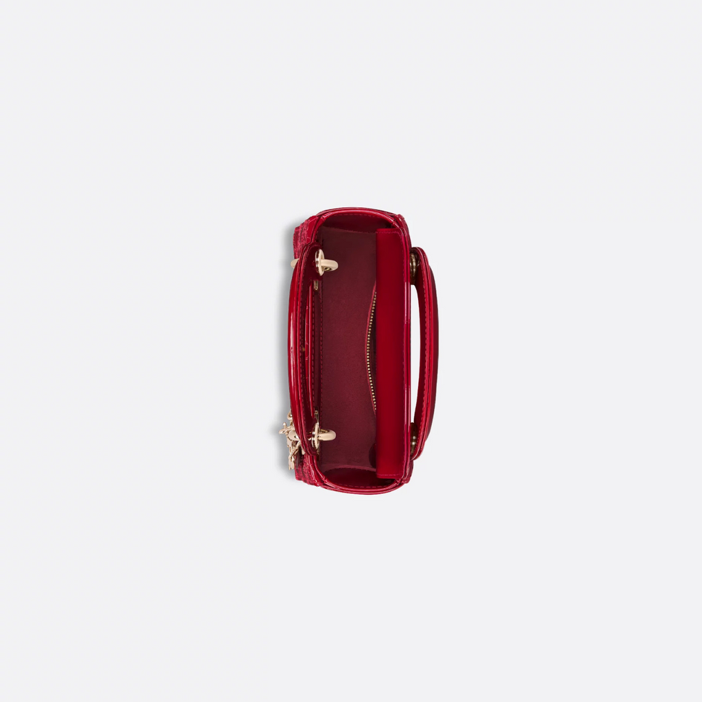 Mini Lady Dior Bag Cherry Red Patent Cannage Calfskin