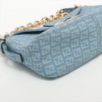 Fendi Blue Zucchino Coated Canvas Baguette Bag