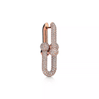 LARGE LINK EARRINGS PINK GOLD WITH PAVED DIAMONDS