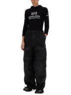 Balenciaga Logo Print Hoodie Black