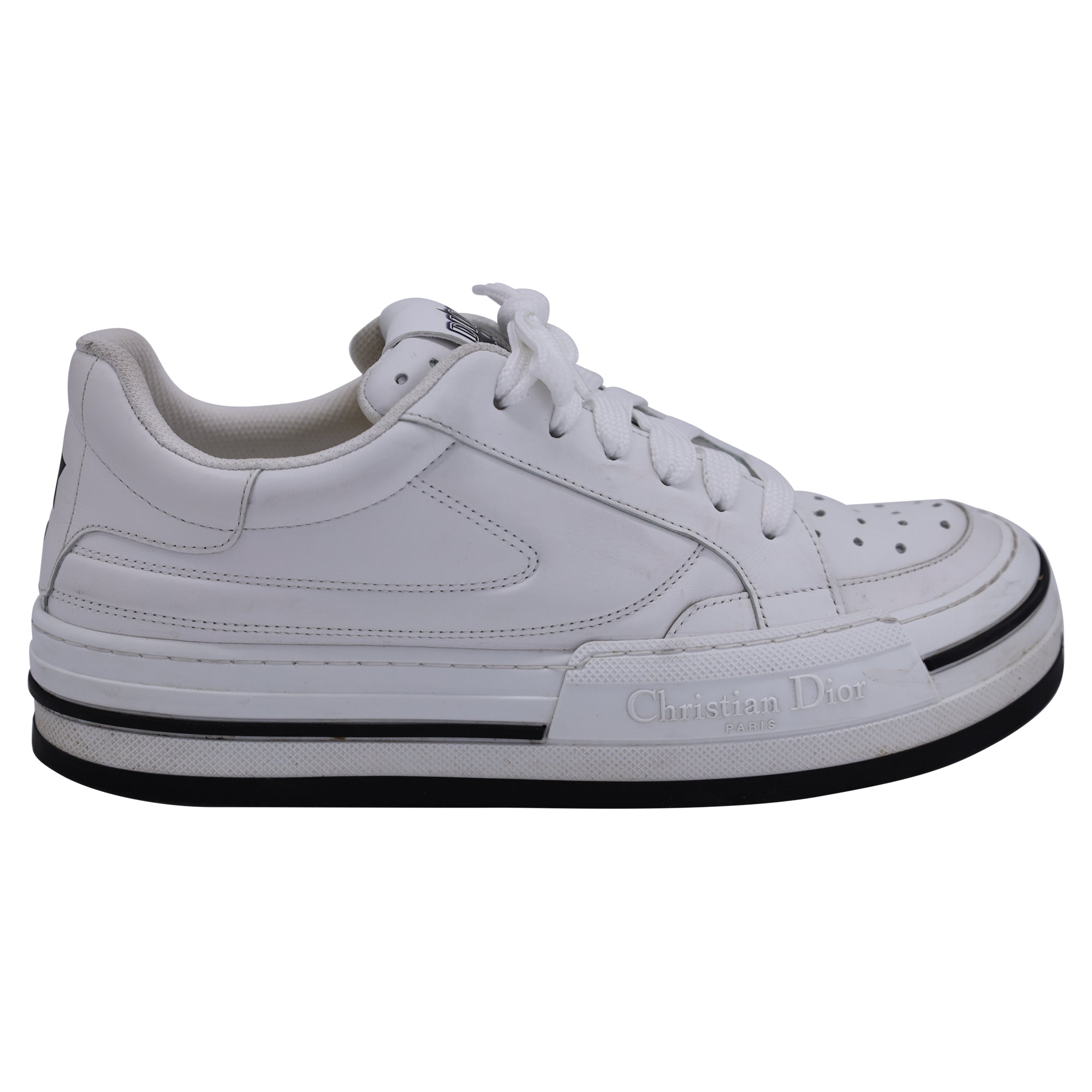 Dior D-Freeway Low-Top Sneakers in White Leather