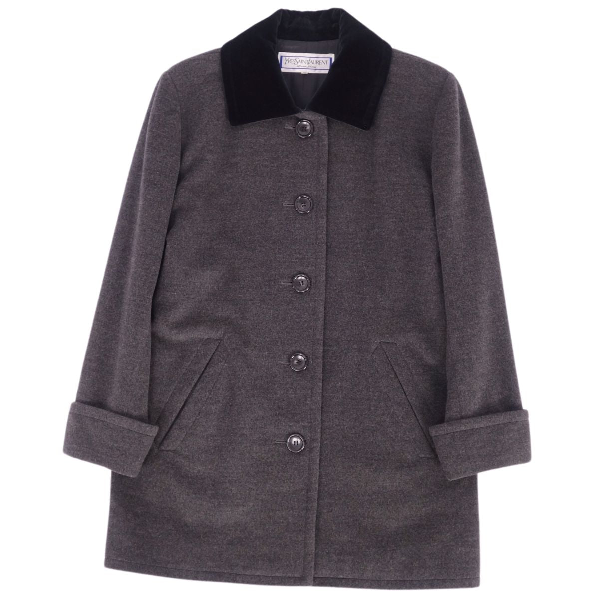 Vint Ivan Laurent Yves Saint Laurent Coat Necklace White Wool Landless Out  M Gr/Black