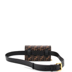 F is Fendi Convertible Belt Bag Leather with Zucca Embossed Detail