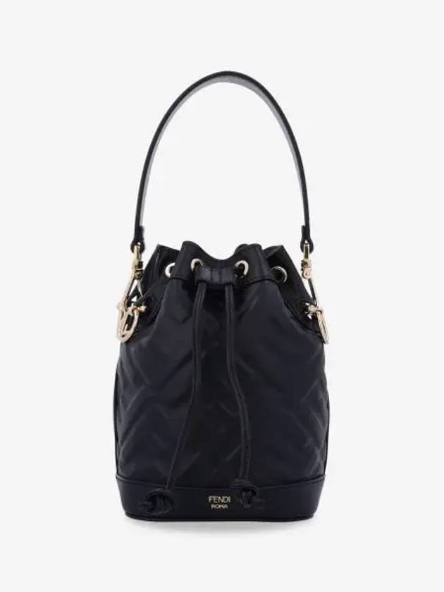 Fendi Mon Tresor FF Motif Leather Mini Bucket Bag Black