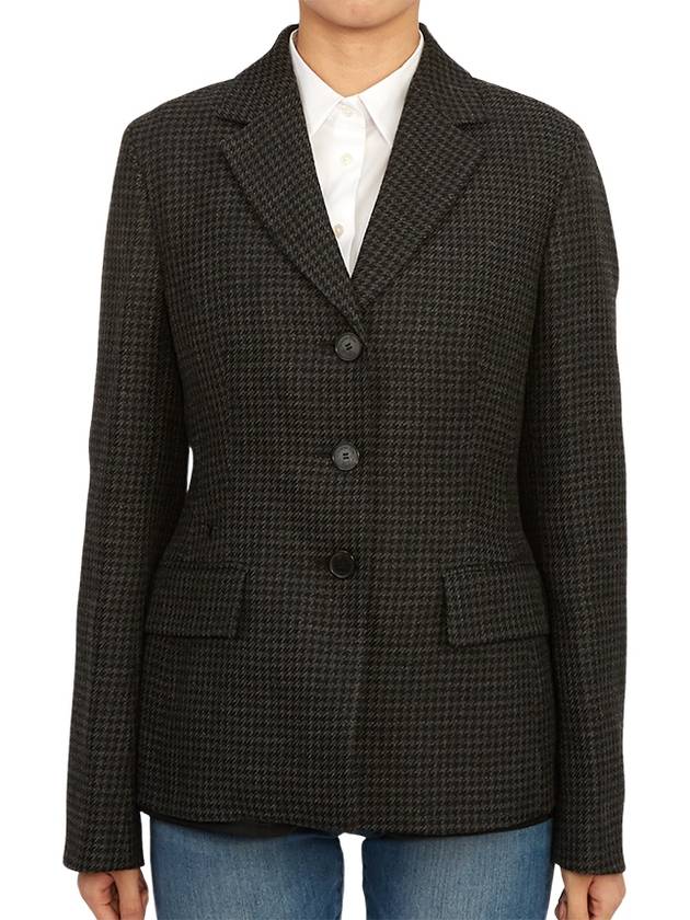 2-In-1 Houndstooth Mohair Wool Jacket Grey Dior