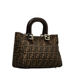 Fendi Zuka Handbag 26693 Brown Canvas Leather Ladies Fendi