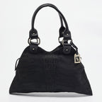Fendi Black Zuchinno Fabric And Leather Devil Trapezio Tote