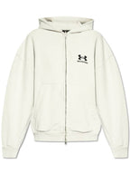 Balenciaga Embroidered Logo Hoodie Zip-Up Grey