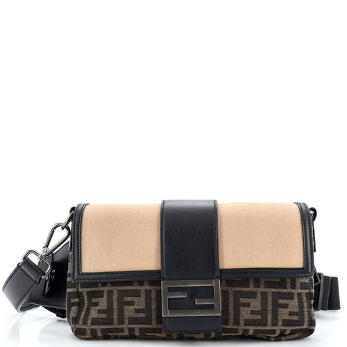 FENDI Baguette Convertible Belt Bag Zucca Canvas with Canvas and Leather Large