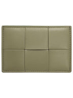 Bottega Veneta Intrecciato Lambskin Calfskin Card Wallet Travertine