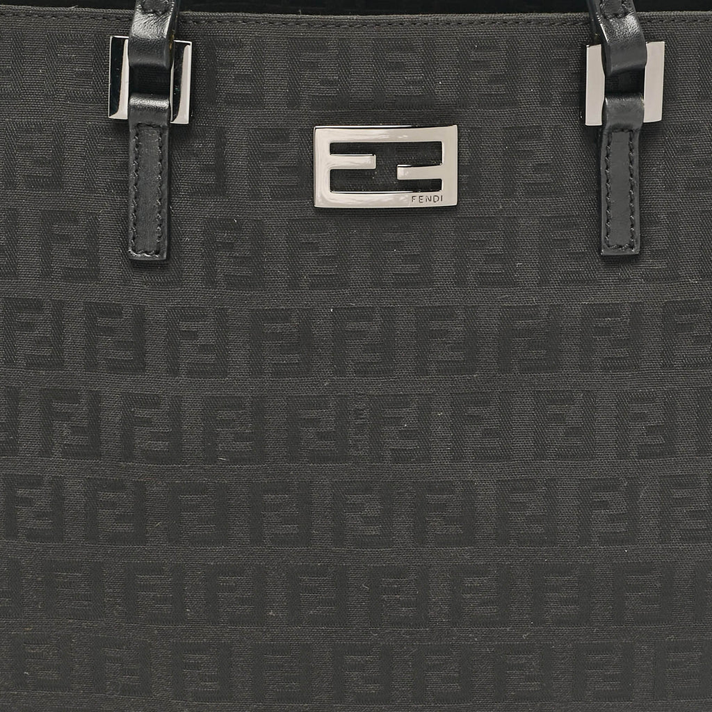 Fendi Black Zucchino Fabric And Leather Tote