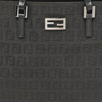 Fendi Black Zucchino Fabric And Leather Tote