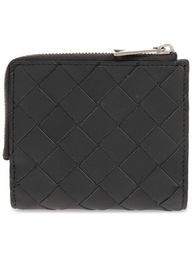 Bottega Veneta Intrecciato Bifold Calfskin Half Wallet Blue Black