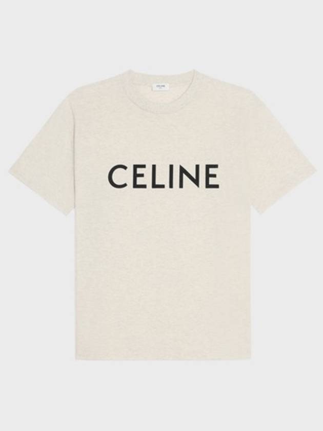 CELINE Loose Cotton Jersey Short Sleeve T-Shirt Beige