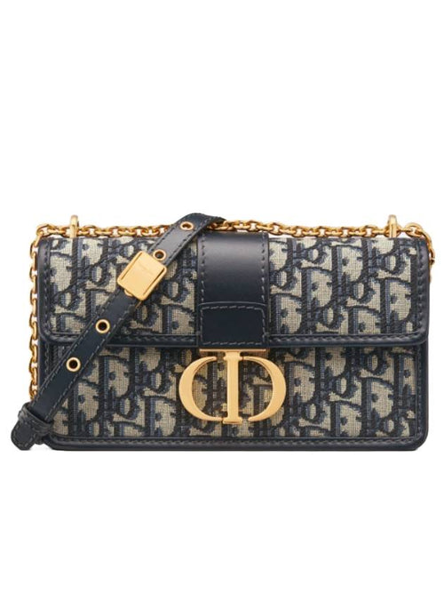 30 Montaigne East West Oblique Jacquard Chain Shoulder Bag Blue Dior