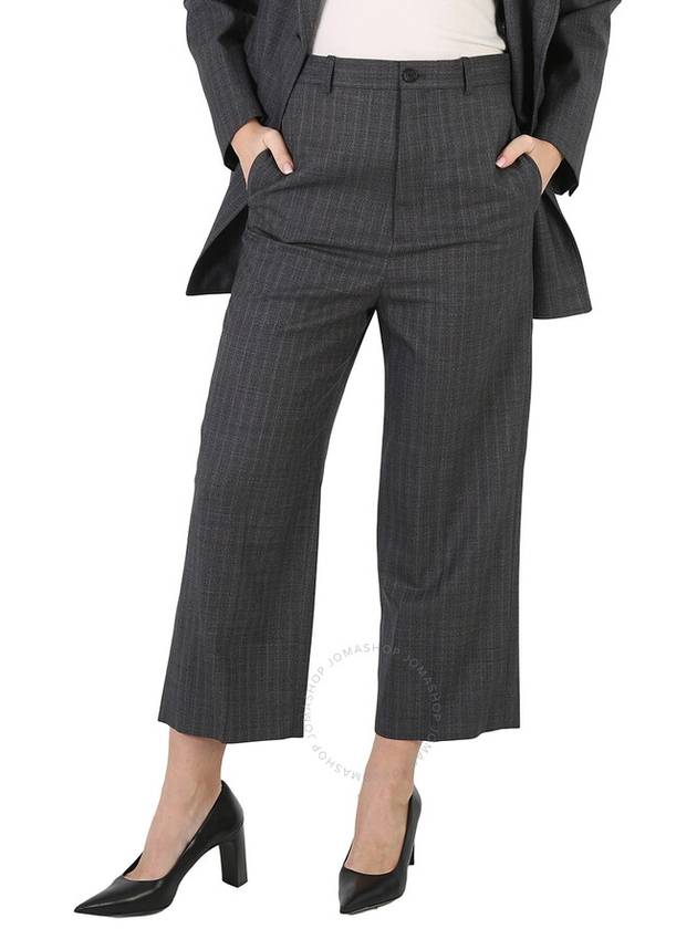 Balenciaga crop detail straight pants gray