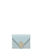 Fendi FF Diamond Calf Leather Half Wallet Light Blue