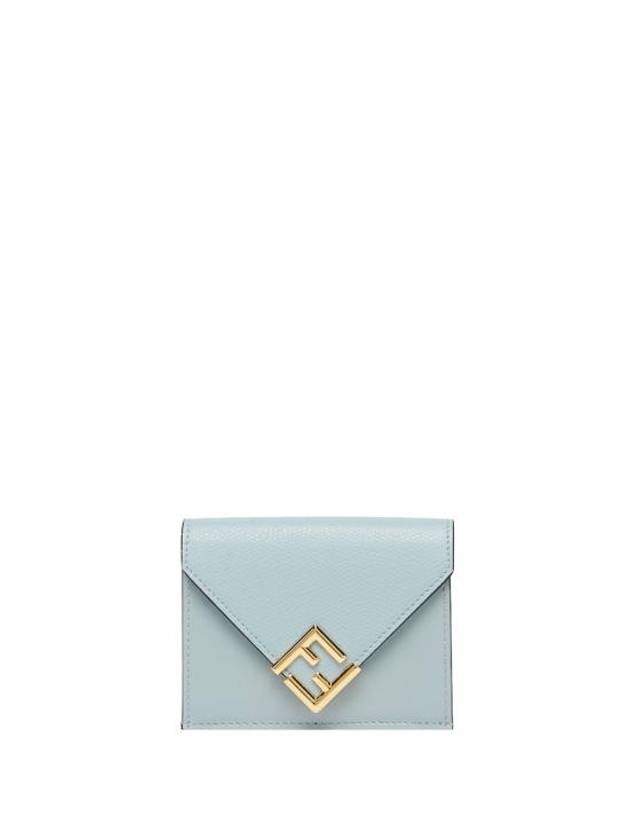 Fendi FF Diamond Calf Leather Half Wallet Light Blue