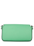Fendi Baguette Stitch Selleria Leather Shoulder Bag Green