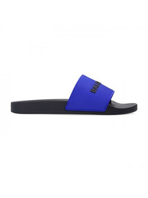 Balenciaga Logo Pool Slippers Navy