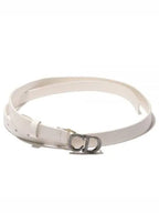 Crystal Logo Saddle Leather Belt White Dior