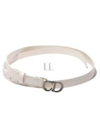 Crystal Logo Saddle Leather Belt White Dior
