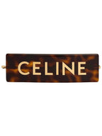 CELINE Logo Acetate Hair Slides Dark Havana