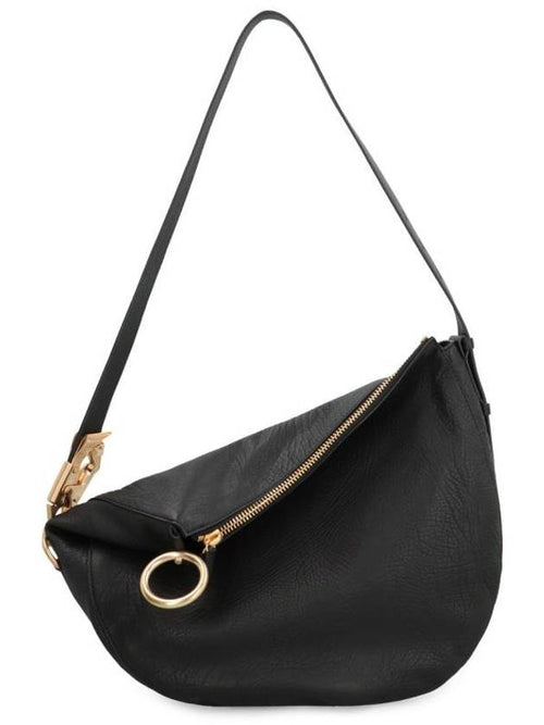 Burberry Knight Leather Medium Shoulder Bag Black