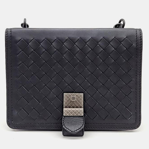 Bottega Veneta Black Nappa Intrecciato Small Runway Shoulder Bag