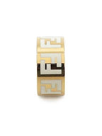 Fendi Forever FF White Enamel Ring Gold