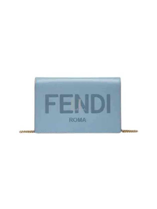 Fendi Logo Chain Small Long Wallet Light Blue