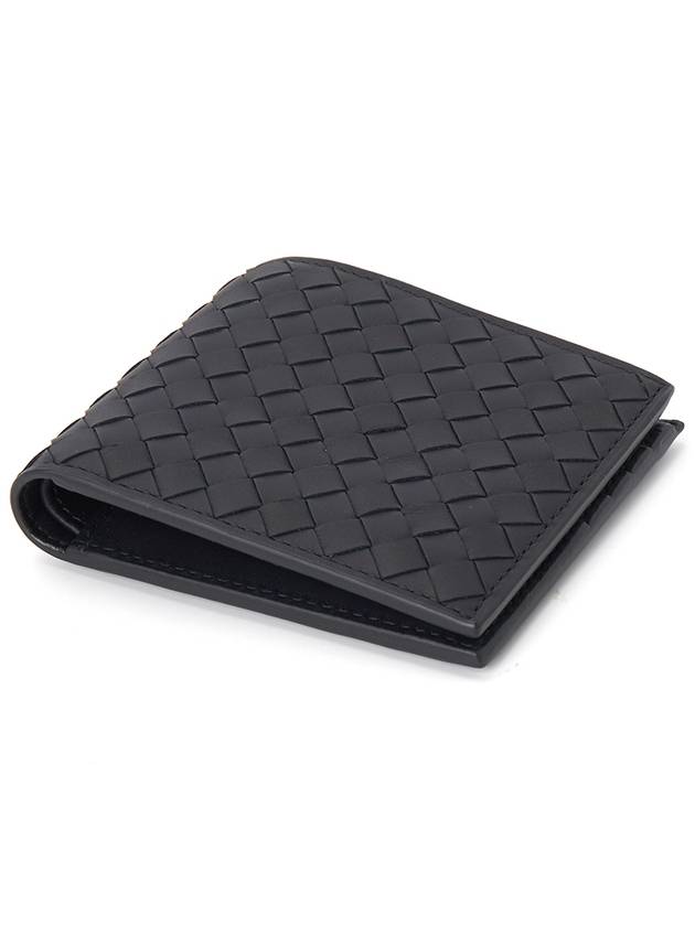 Bottega Veneta Men's Intrecciato Half Wallet Navy