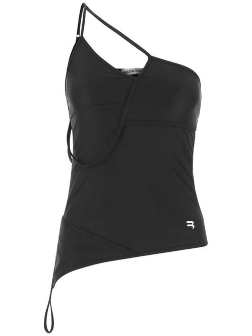 Balenciaga Women's Stretch Nylon One Shoulder Sleeveless Black
