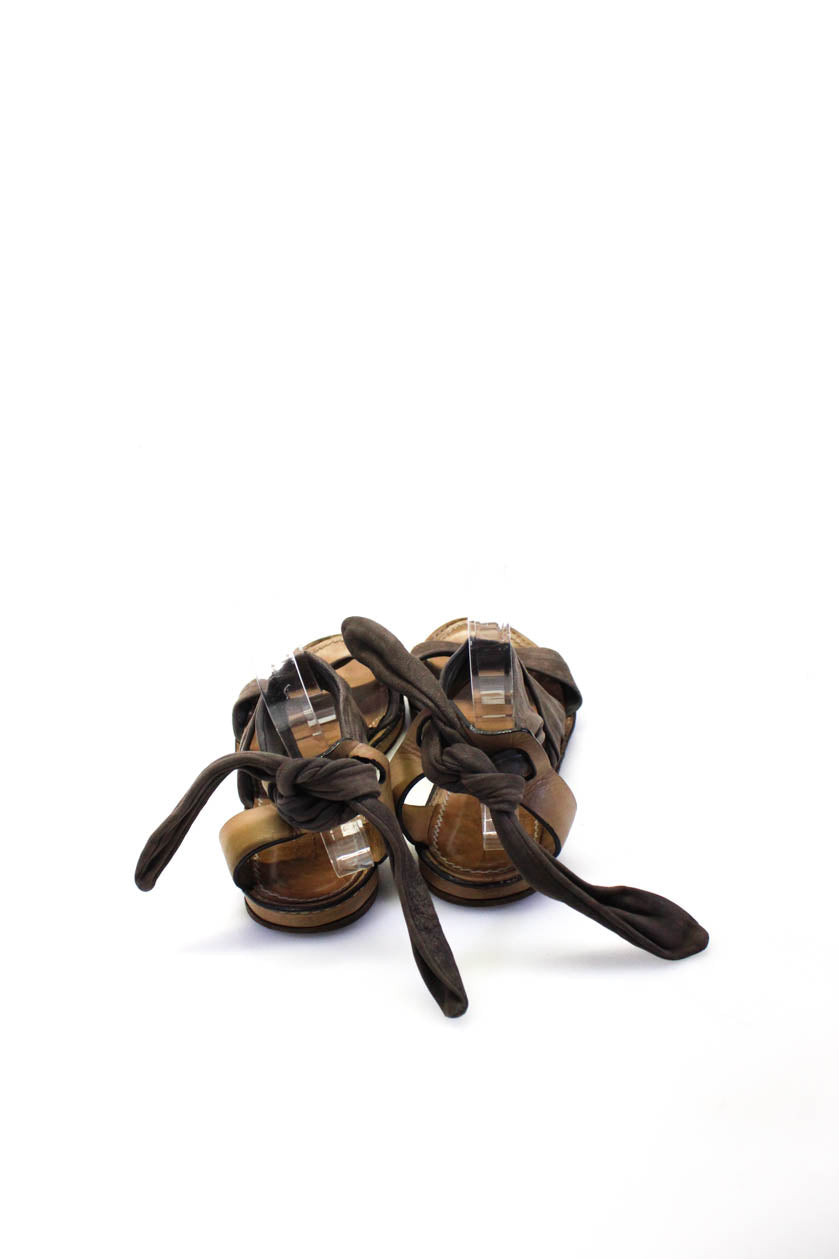 Chloe Womens Suede Open Toe Strappy Lace Up Sandals Brown