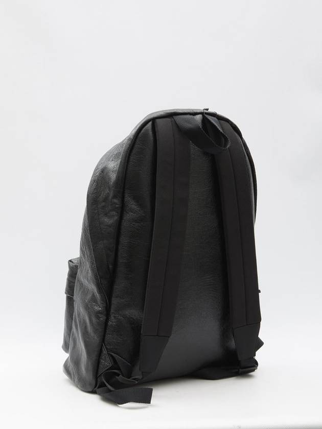 Balenciaga Explorer Logo Print Leather Backpack Black