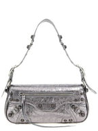 Balenciaga Le Cagole Metallic Small Shoulder Bag Silver