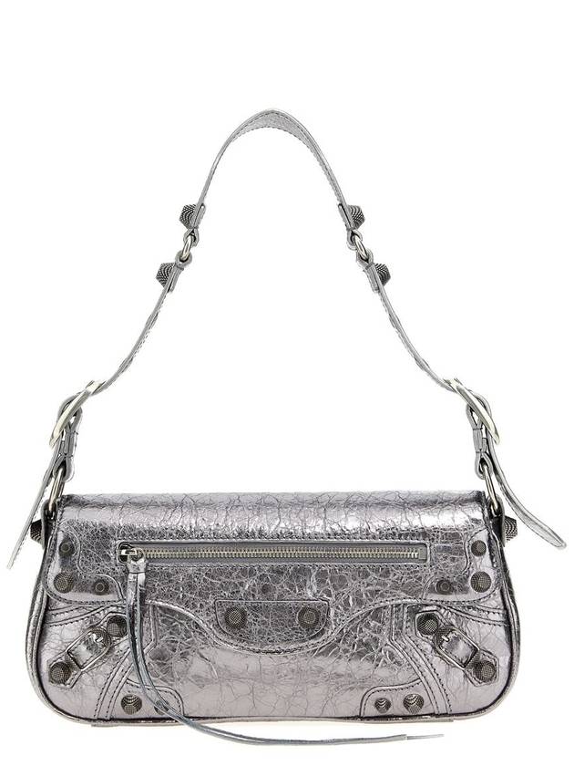 Balenciaga Le Cagole Metallic Small Shoulder Bag Silver