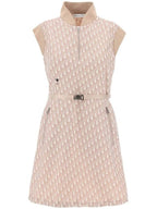 Technical Taffeta Jacquard Oblique Motif Belted Short Dress Pink Dior