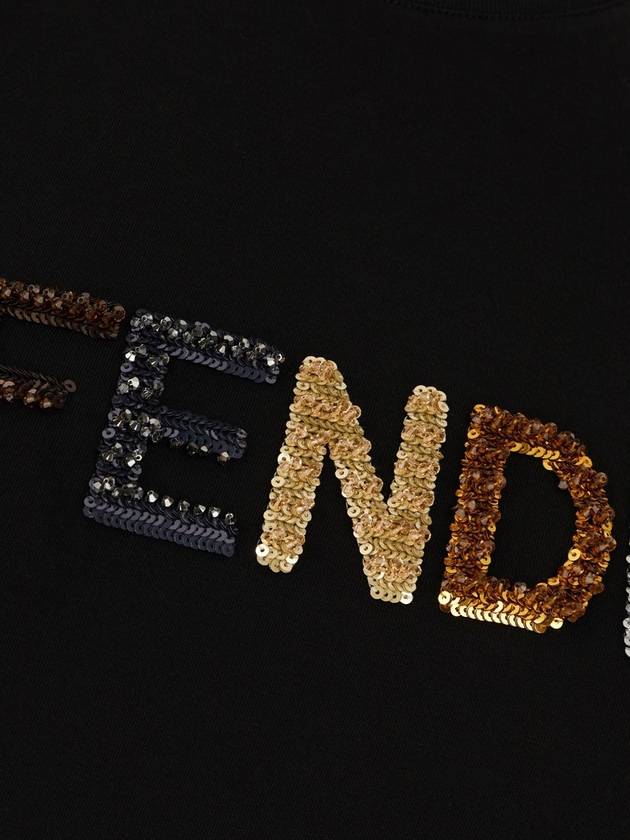 Fendi Embroidered Logo Short Sleeve T-Shirt Black