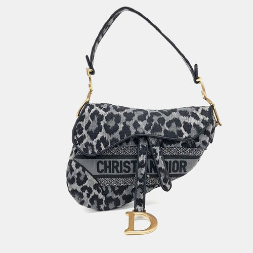 Dior Gray Fabric Saddle Bag