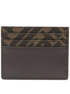 Fendi FF Square Leather Card Wallet Brown