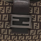 Fendi Zucchino Canvas And Leather Shoulder Bag