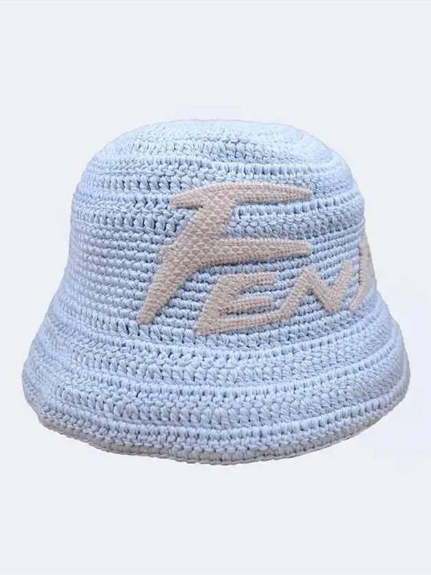 Fendi Embroidered Logo Bucket Hat Light Blue